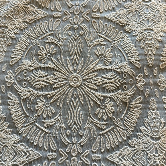 XS Halogen embroidered short sleeve blue and white, detailed zipper back dress - Picture 14 of 15